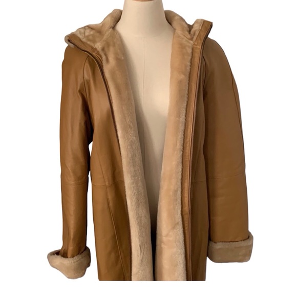 Vintage Fitz Wright Womens Leather Trench Coat Size S Hooded Maxi Penny Lane - Picture 3 of 16